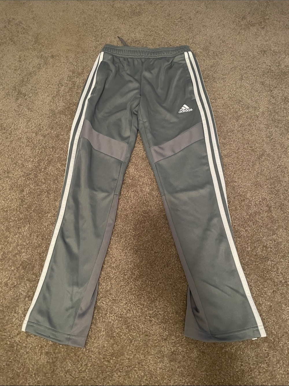 adidas Gray Kids Joggers with White Stripes